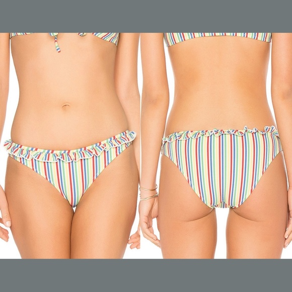 NEW $89‎ Solid & Striped Milly Ruffle Bikini Bottom in Seersucker [ Small ] - Picture 1 of 12